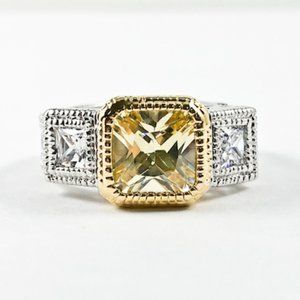Beautiful Trillion Design Style Yellow CZ Ring